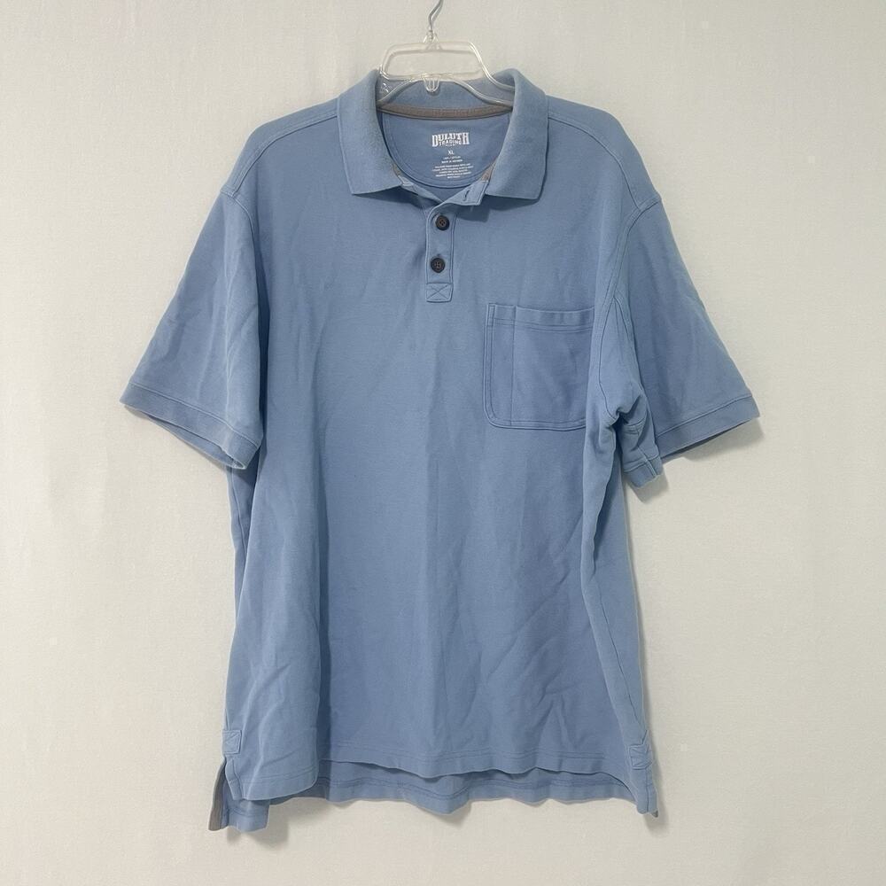 Duluth Trading No Polo Shirt Mens XL Short Sleeve Blue Pocket Workwear Cotton